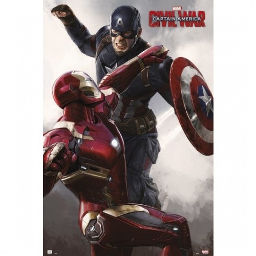 Poster Civil War Cap VS Iron Man - Marvel